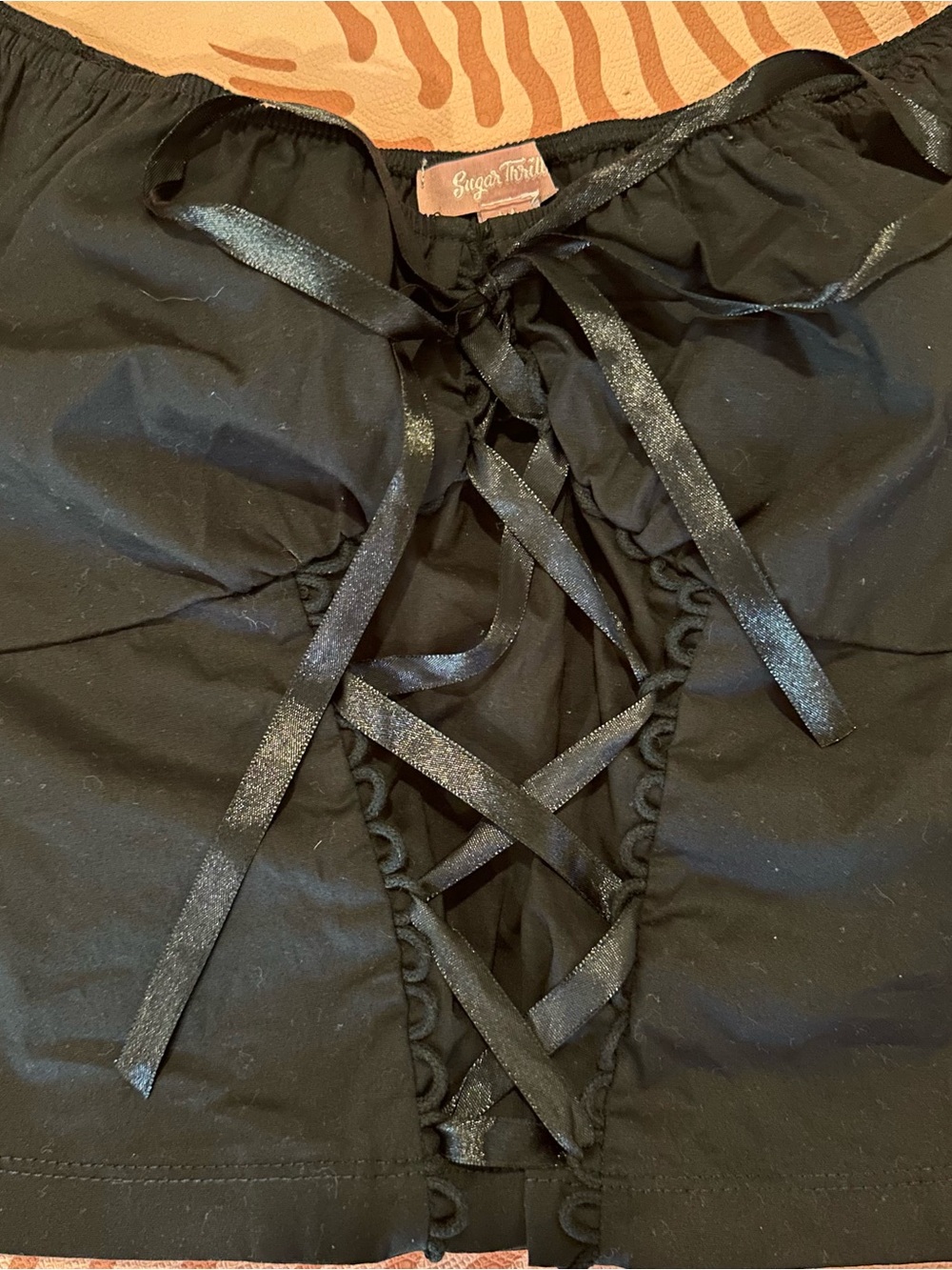 Sugar Thrillz Black Off-Shoulder Lace-Up Crop Top - Picture 2 of 4